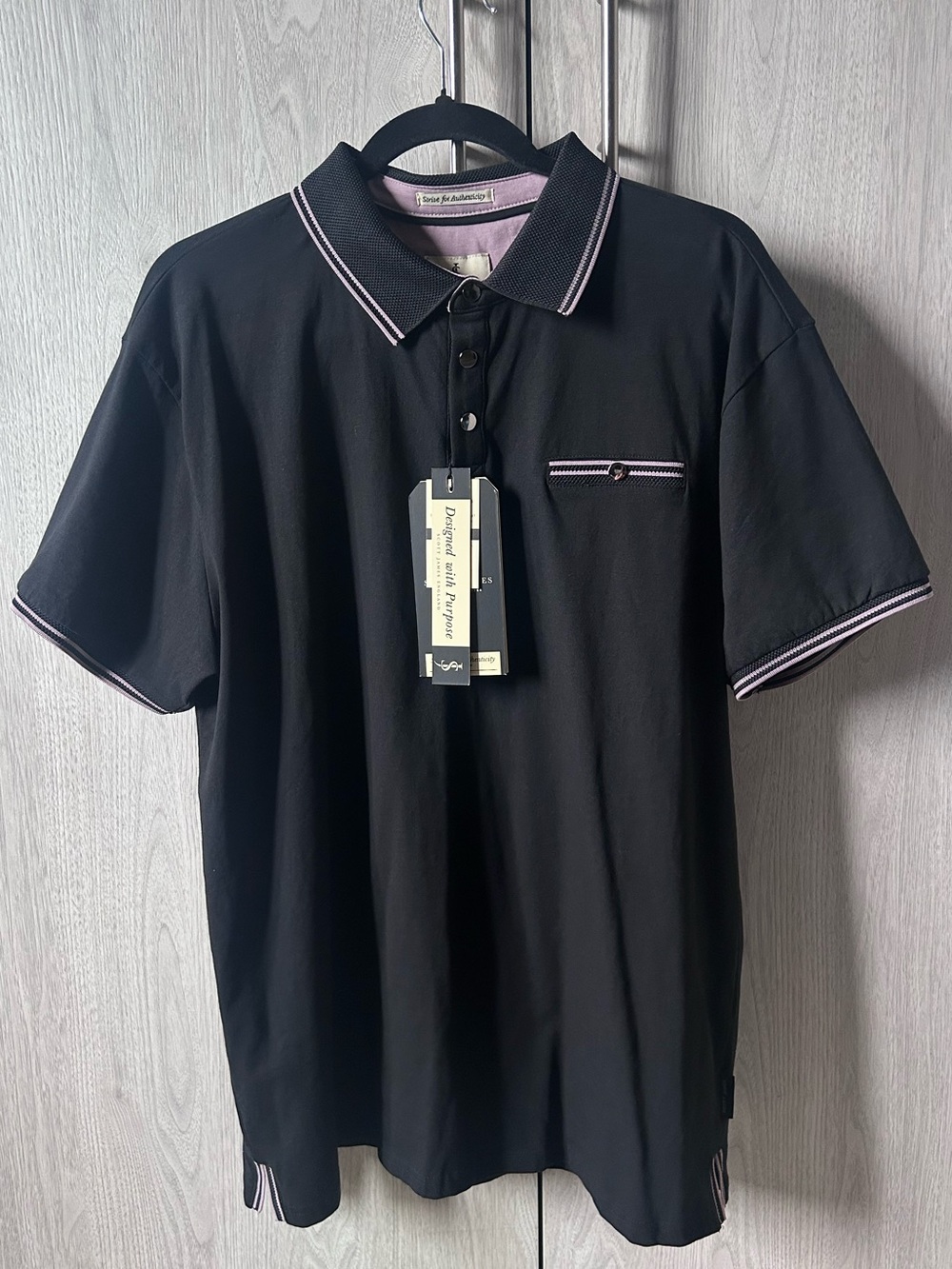Scott James England Men’s Black Designed with Purpose Polo Shirt NWT XL